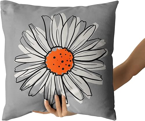 Miniatura 3 de Juego de 2 fundas de almohada de margaritas de color naranja quemado de 16 x 16 pulgadas, fundas de almohada florales de primavera y verano,