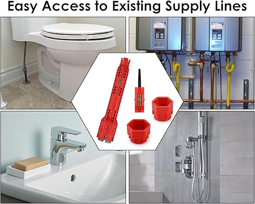 Miniatura 4 de DS. DISTINCTIVE STYLE Llave de grifo, llave de fontanería, llave de fregadero (8 en 1), herramientas de plomería para inodoro, fregadero, baño,