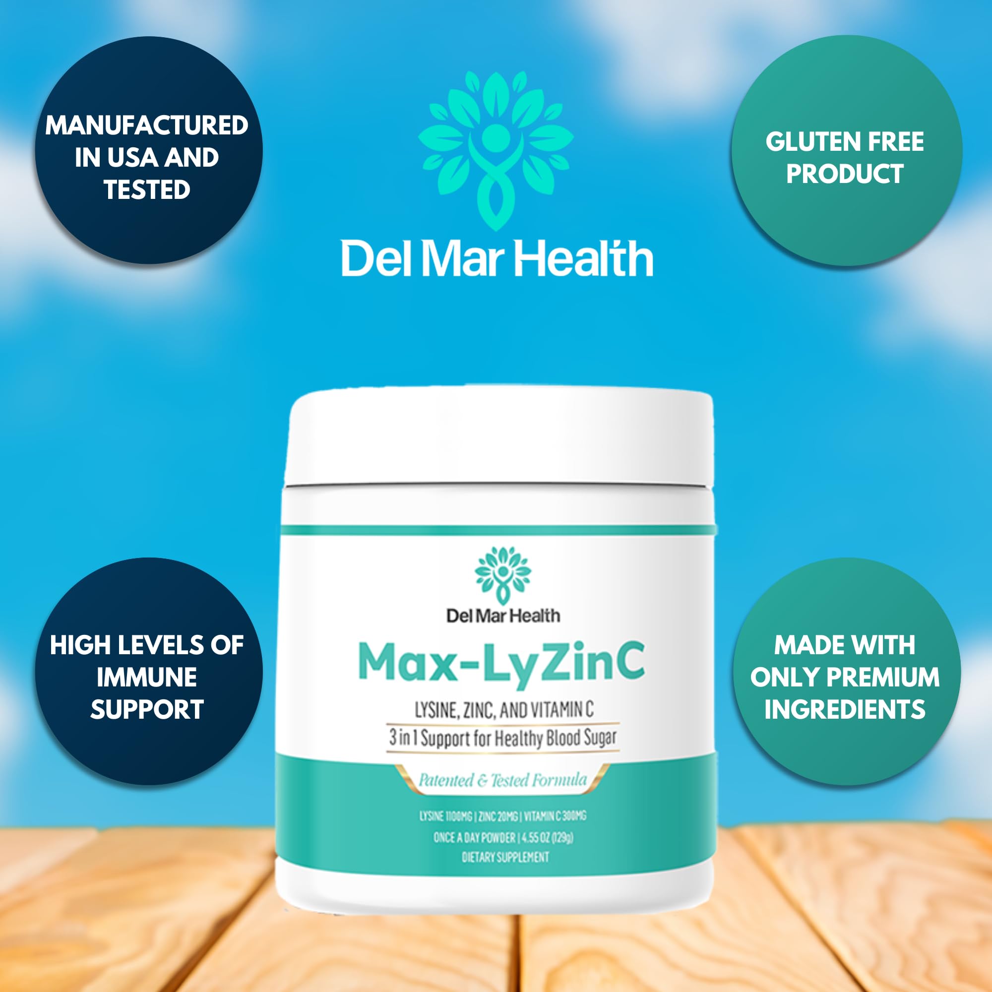 Amazon.com: Del Mar Health Max-LyZinC | L-Lysine 1100 mg + Zinc 6