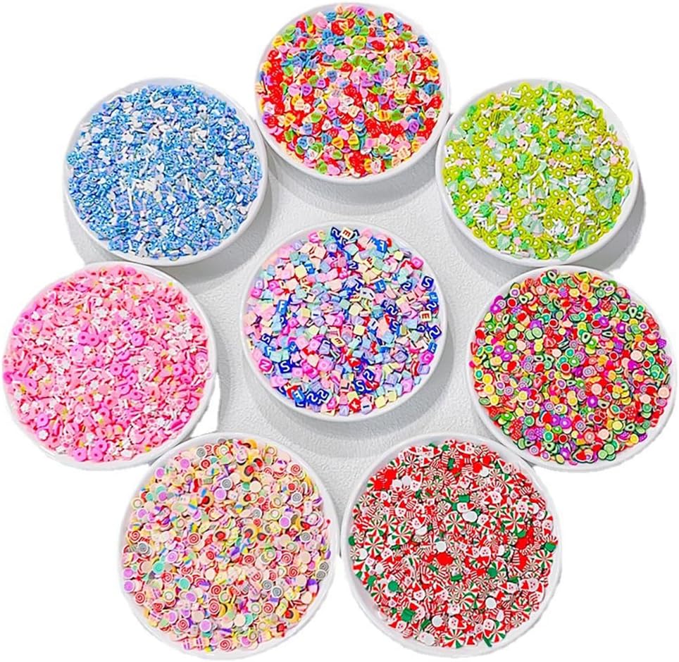20g 5mm Mix Fruit Flower Animal Heart Cat's paw Letter Constellation Polymer Clay Slices Sprinkles Soft Clay Nail Shaker DIY Craft Slime Crystal Filler Accessories (06)