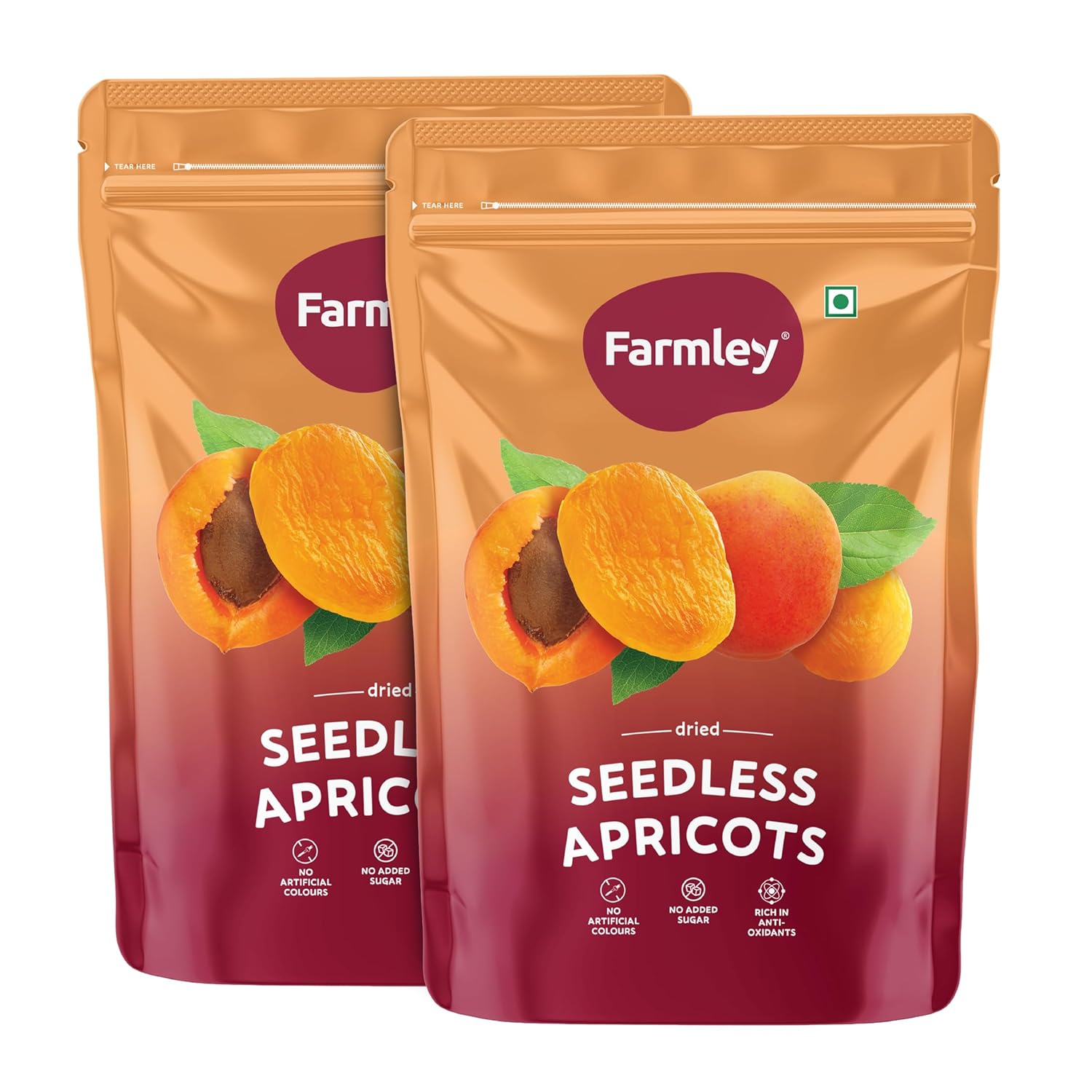 Farmley Premium Turkish Dried Apricots | 400 g | Exotics Dry Fruits, Seedless Apricots, Khumani (Pack of 2)