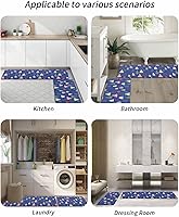 Vista 6 de Tapete de baño azul para árbol de Navidad, antideslizante, de secado rápido y absorbente, tierra de diatomeas, fregadero, dormitorio, cocina