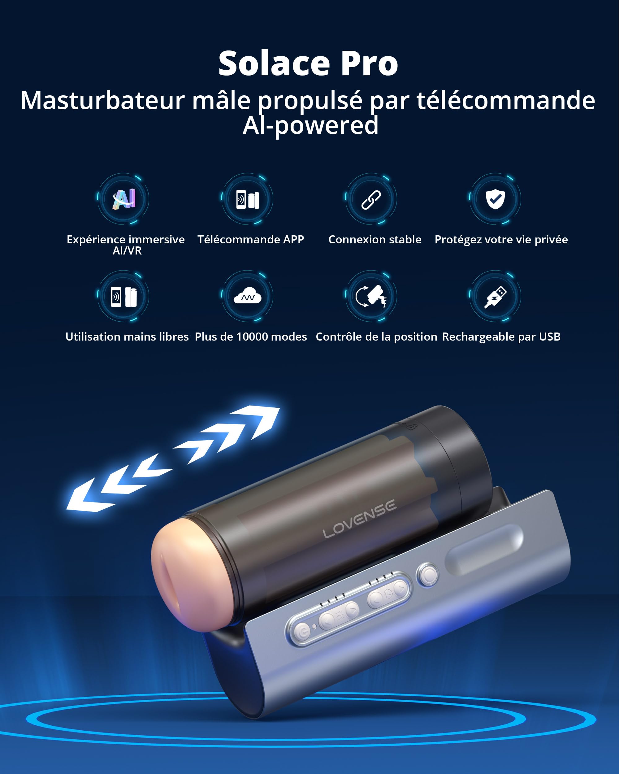 LOVENSE Solace Pro Masturbateur Automatique Homme Masturbateurs Masculins avec AI Sync App à Distance Masturbeuse Mains Libres Modèles de Succion illimitée Vaginette Ultra Réaliste Sextoyse Homme | Masturbateur Masculin AI Sync, Contrôle via Application,