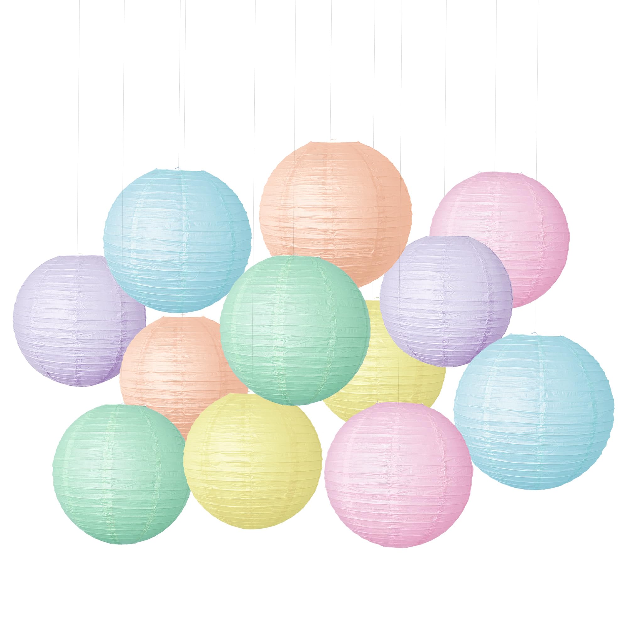 Pastel Paper Lanterns Hanging Lanterns Decorative 12 Pcs Round Macaron Colored Paper Lanterns for Classroom Wedding Birthday Baby Shower Party
