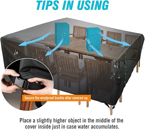 Miniatura 49 de Velway Funda para muebles de patio al aire libre, impermeable, rectangular, para mesa de patio, sofá, 78 pulgadas de largo x 63 pulgadas de ancho x