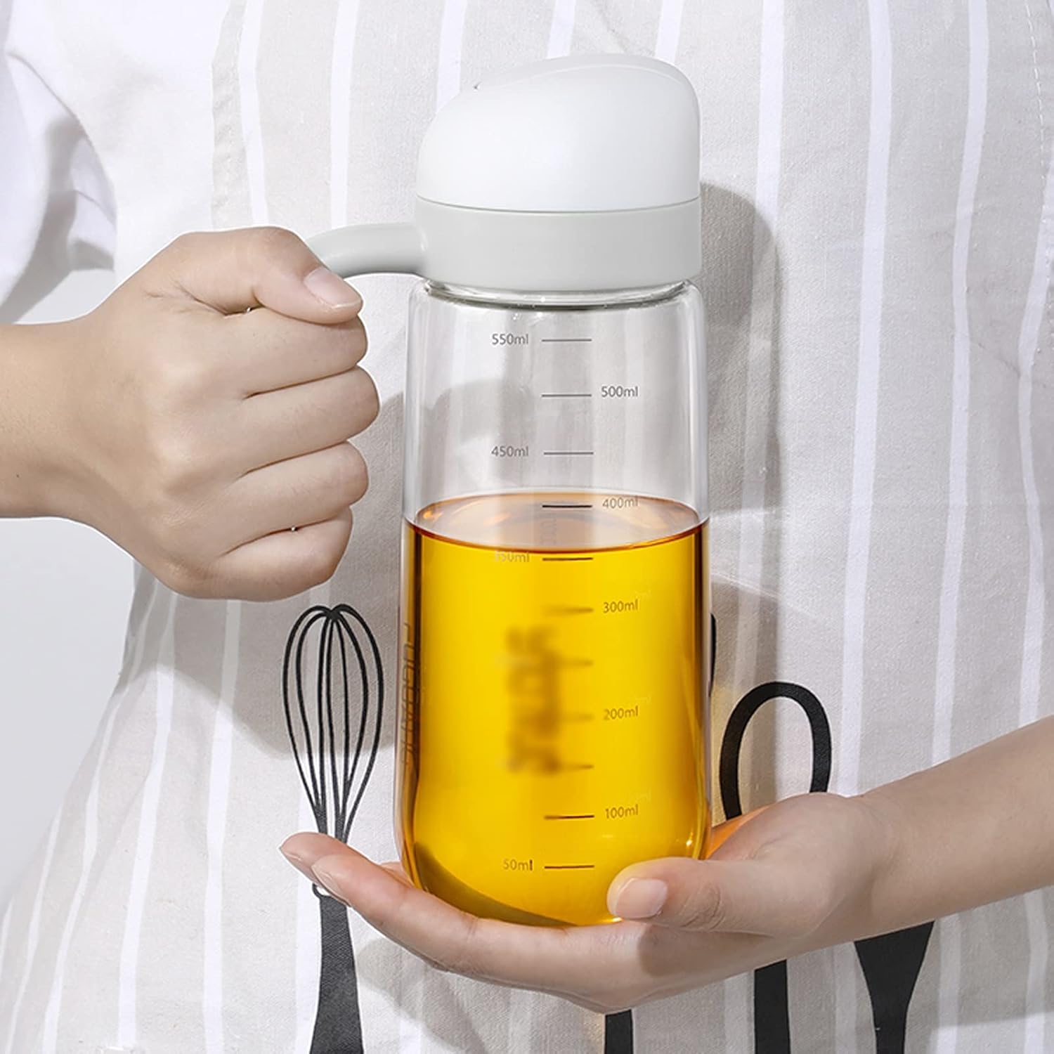 Oil Bottle Borosilicate Glass Oil and Vinegar Dispenser with Handle Large Capacity Oil Bottle Kitchen Leakproof Oiler for Oil Vinegar