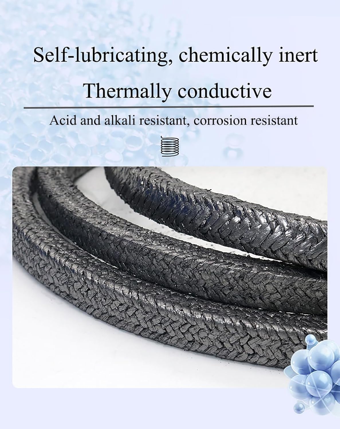 Graphite Braided Compression Packing Flexible Graphitized Expanded Packing for Pump Gland or Valve Stem or Mechanical Seal(Size:Diameter 0.47",Color:Length 101ft)