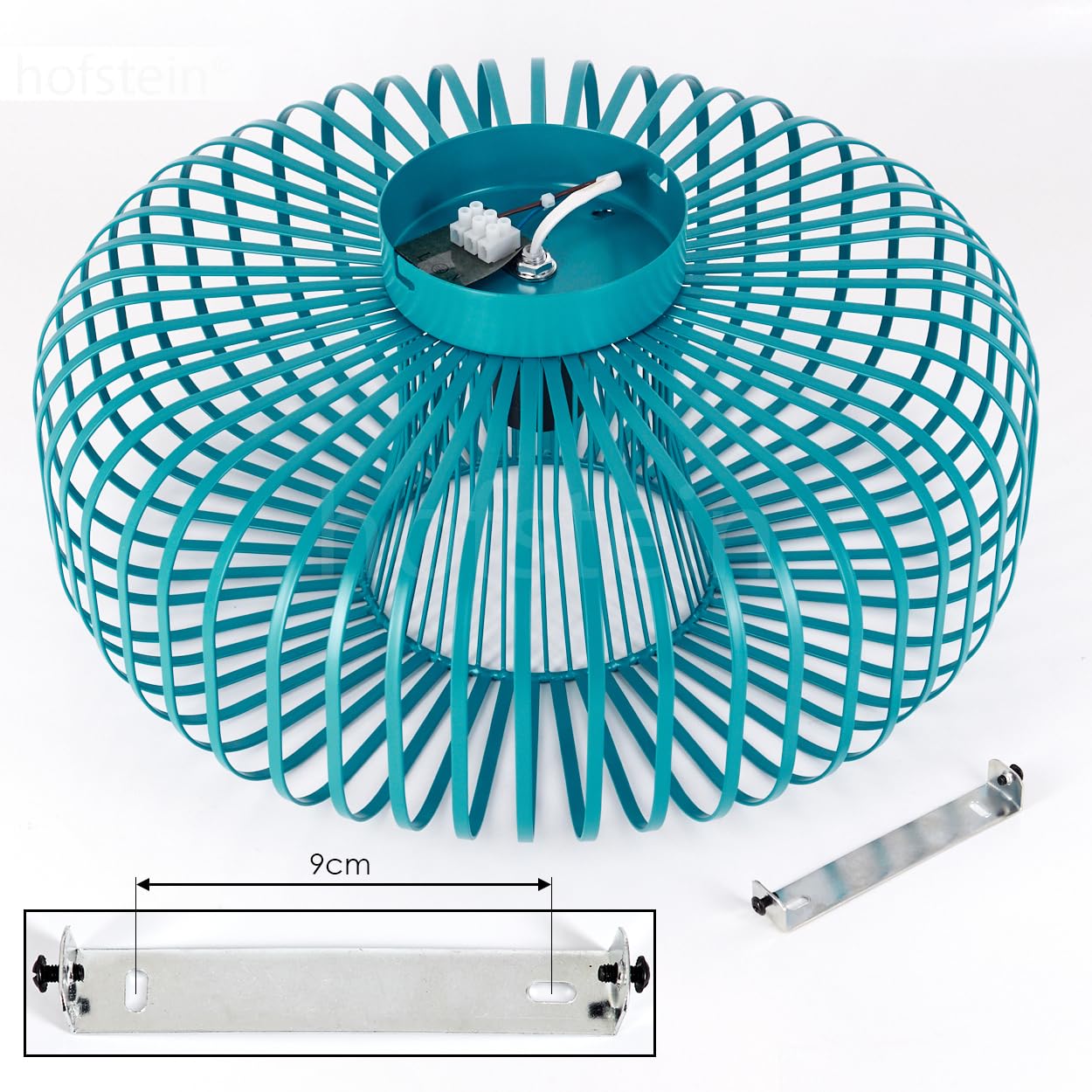 HOFSTEIN Wemude Deckenleuchte – Retro-Design Mit Gitteroptik, Silber, 40 Cm, E27, Für Wohnzimmer, Schlafzimmer, Flur