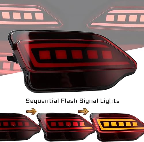 Miniatura 2 de Lente roja LED reflector trasero parachoques luz antiniebla compatible con Toyota Rav4 2013-15 funciona como luz de señal de giro de freno trasero 3