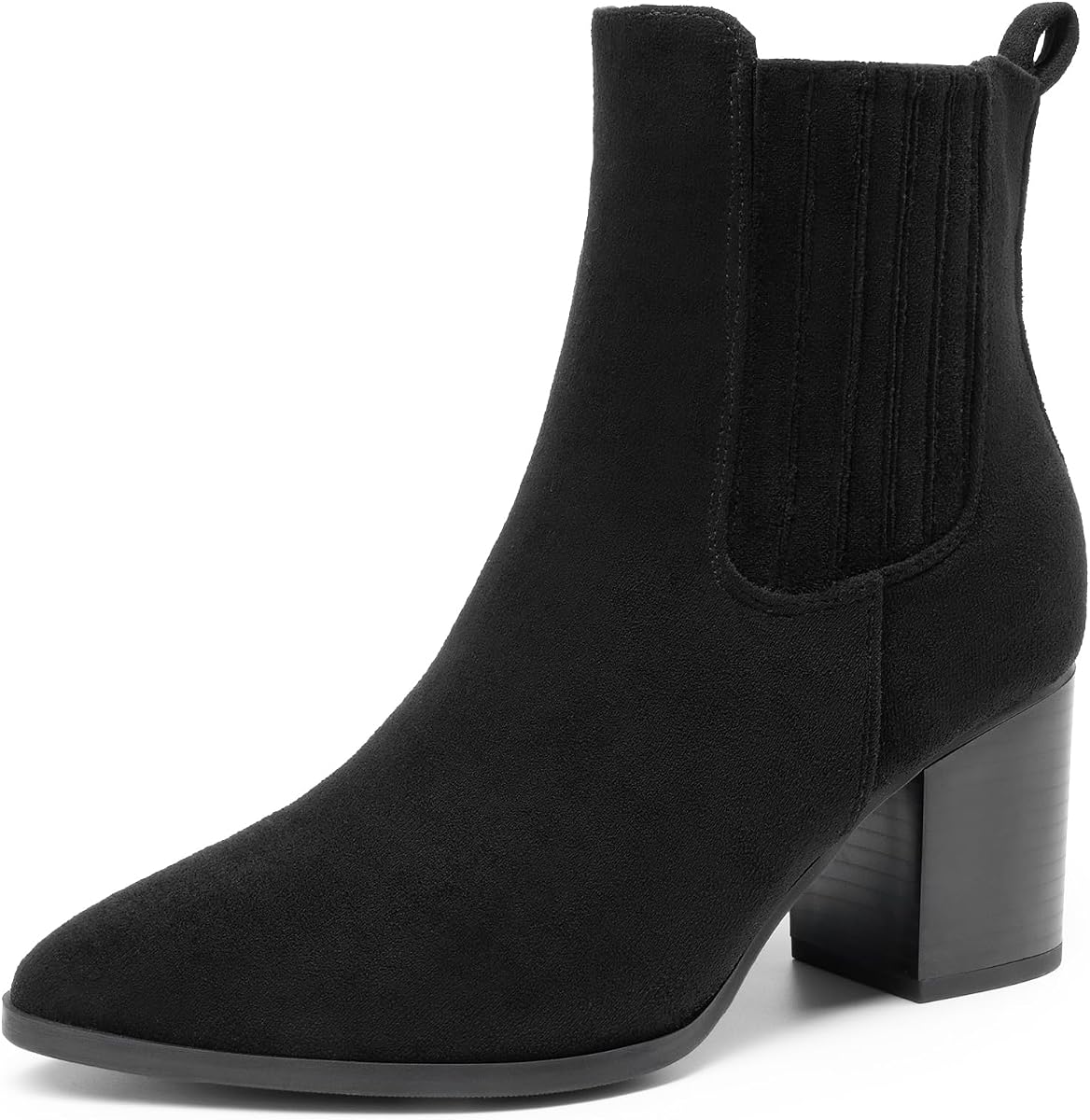DREAM PAIRS Botas de tobillo para mujer con puntera puntiaguda y tacón de bloque grueso, botines cortos de otoño