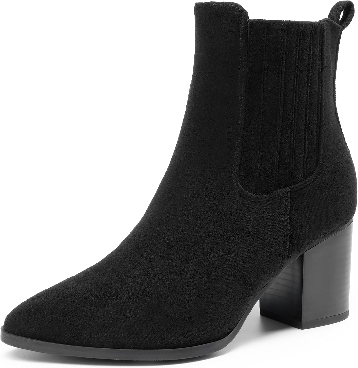 DREAM PAIRS Women's Ankle Boots Pointed Toe Chunky Block Heel Ankle Bootie Fall Short Booties Shoes