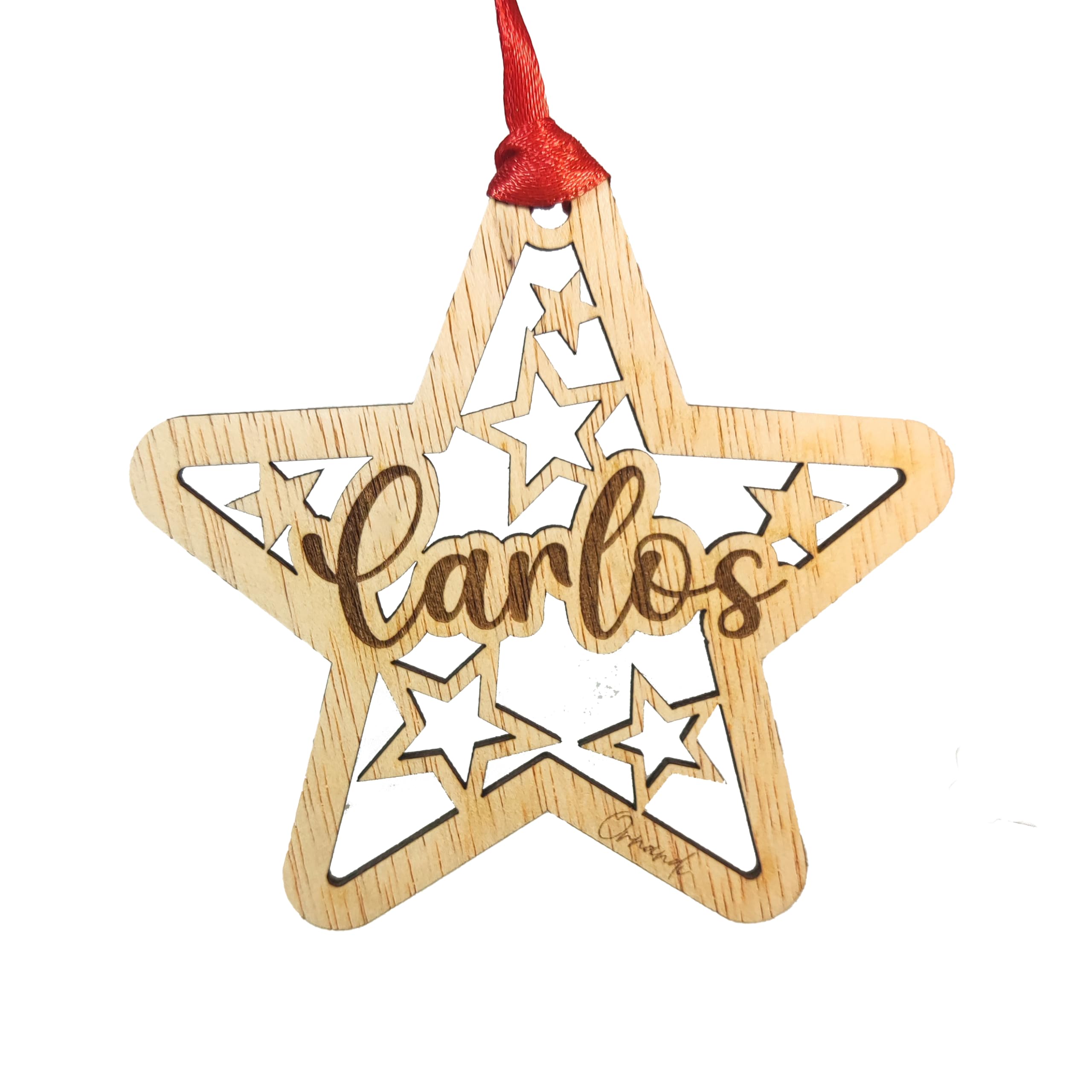 Ornandi ® Bolas de Navidad Personalizadas - Bola Navidad con Nombre Personalizada para arbol - Decoración navideña - Bola Arbol Navidad (Estrella)