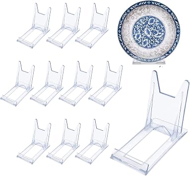 Acrylic Plate Stands,Plate Stand Plastic Stand Adjustable Decorative Plate Holder Plate Stand Decorative Stand for Display Pictures or Plate ,Home Office Supplies Festival Party Decoration12 Pieces