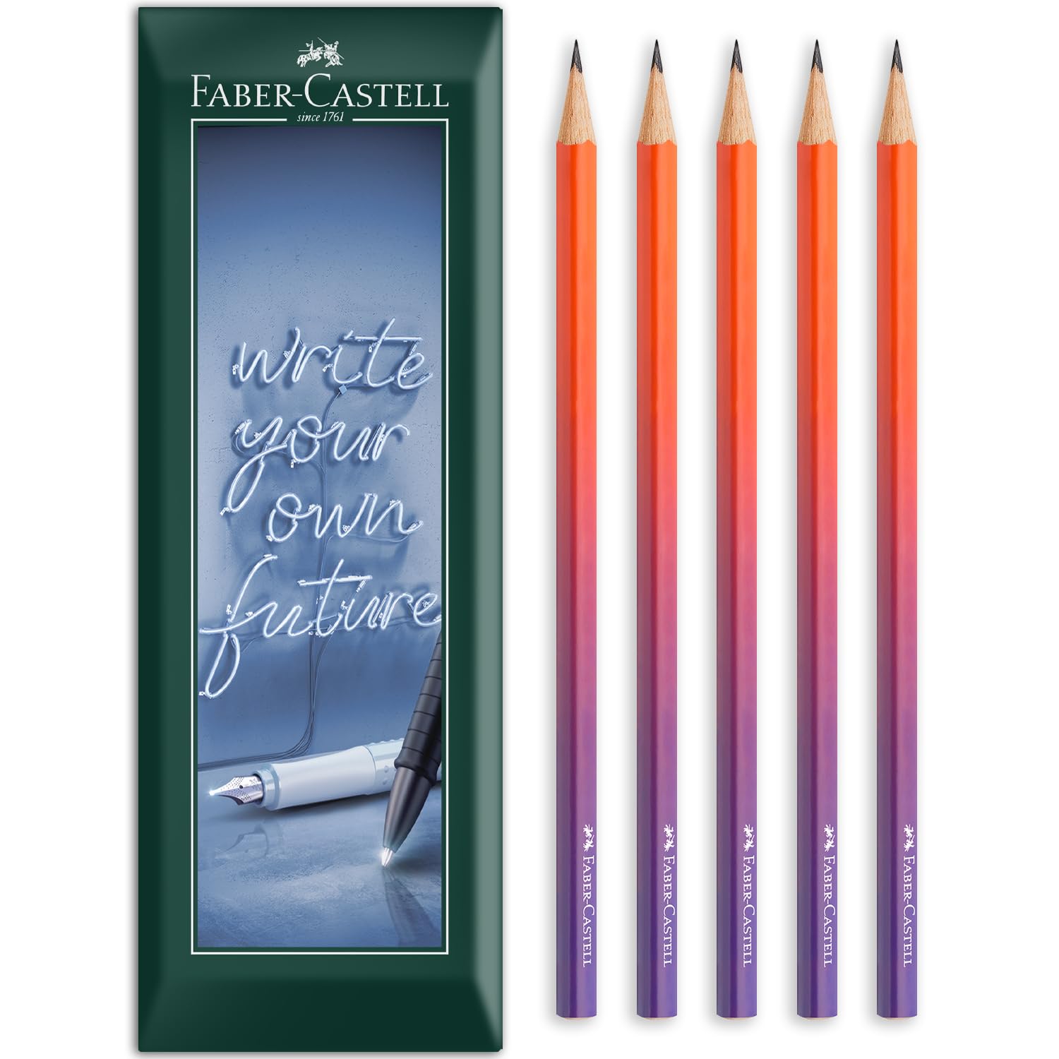 Faber-Castell Graphite Pencil B Flow Edition, Pack of 5, Punchy Melon