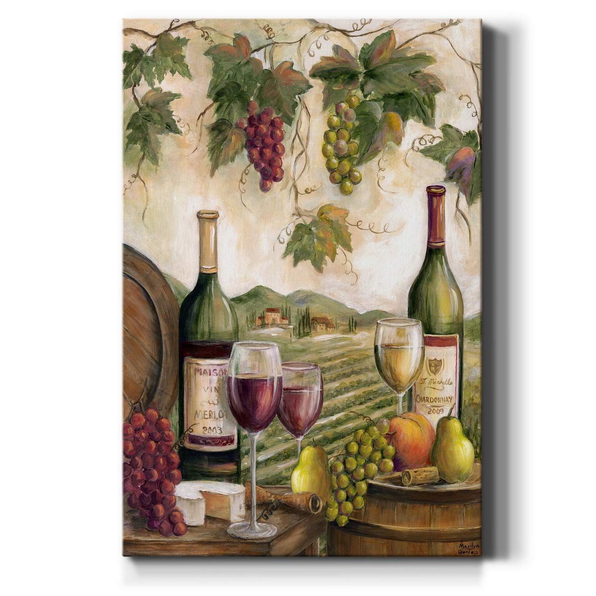 ワイン　チーズ　絵画　ヨーロッパ風景画 Amazon.co.jp: Renditions Gallery ヴィンヤードウォールアート、赤&白