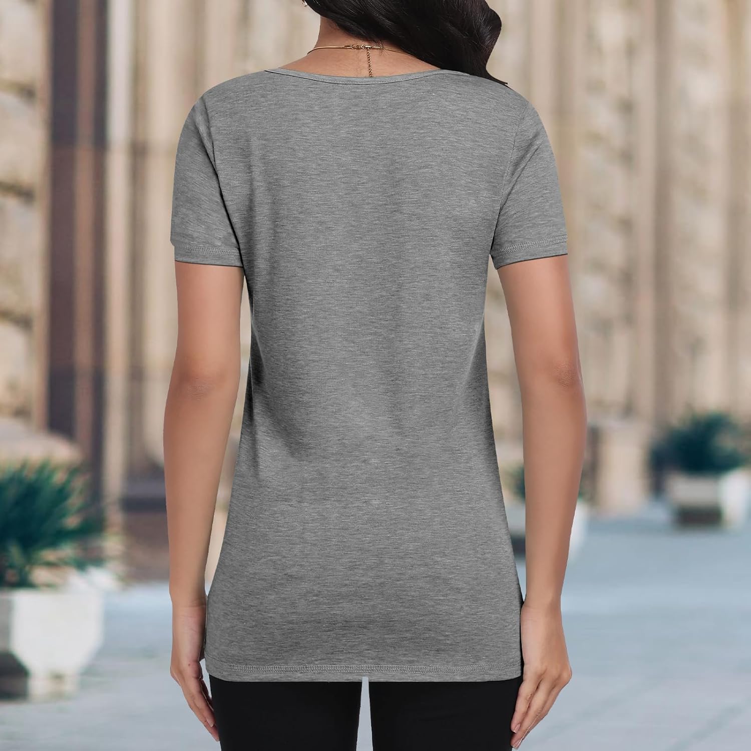 Women T Shirts 3 Pack Basic Womens Tops Short Sleeve Square Neck Tees for Women Casual Summer Outfits Clothes 2025 - Image 5