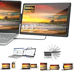 【Armazém Brasil】 Extensor De Monitor De Laptop, 13.3 inch Monitor portátil Para Laptop Notebook Duas Telas 1920 × 1080 FHD IPS USB C/HDMI portátil, Suporte Incluído, Plug and Play