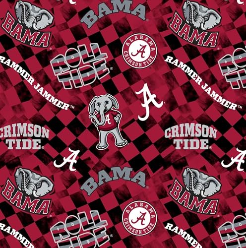 The University of Alabama Crimson Tide Fabric – Officially Licensed The University of Alabama Cotton Quilting Fabric by Sykel Enterprises, Precut Yardage for Sewing & Crafts Check Allover