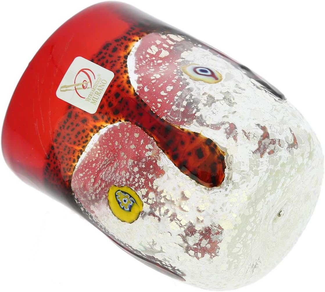 Glass Of Venice Murano Drinking Glass - Silver Liquid Burgundy Mosaic