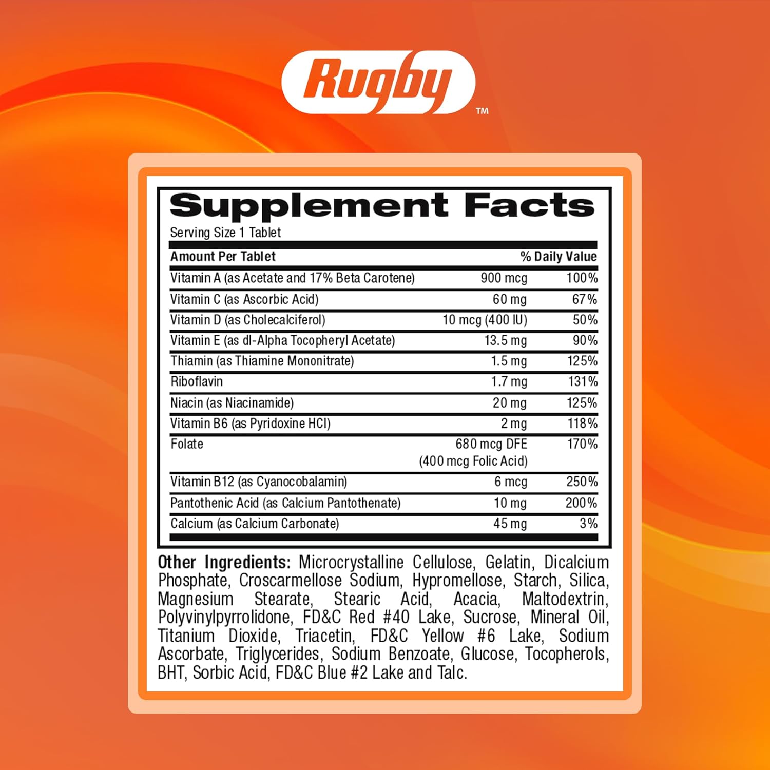 Rugby Daily-Vite Multivitamin Tablets, Gluten-Free Dietary Supplement for Adults, Supports Overall Health, No Artificial Flavors - 1000 Count (1 Pack)