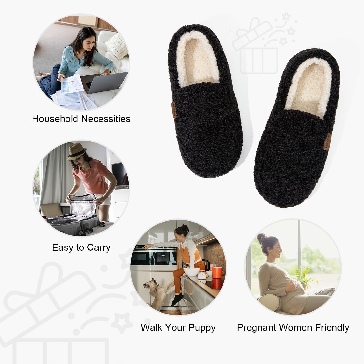 LongBay Women's Fuzzy Memory Foam Slippers Warm Cozy Shearling House Slippers for Ladies Supportive Slip on Indoor Home Shoes - Image 5