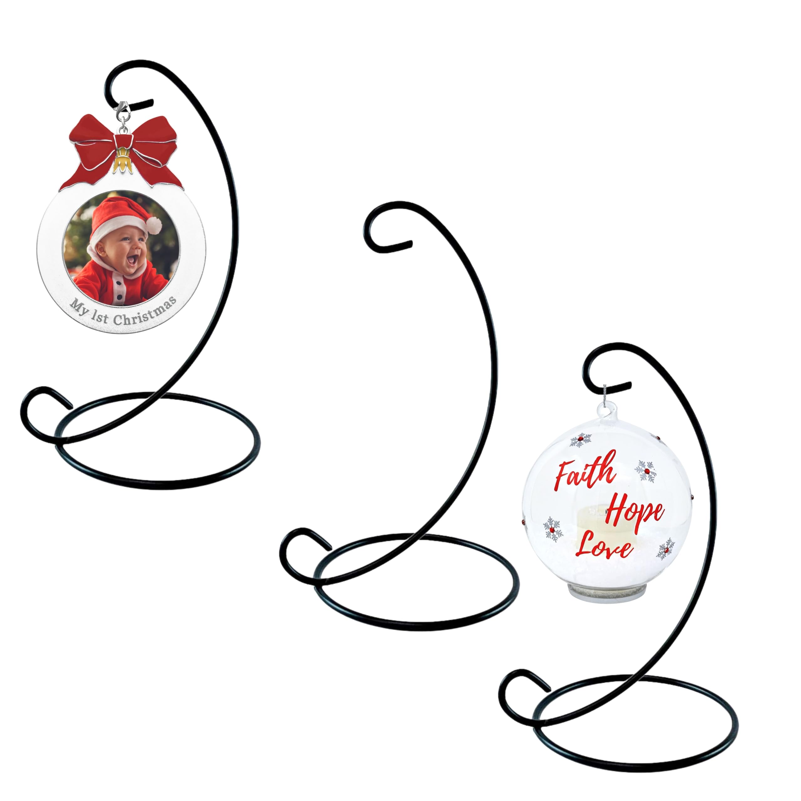 BANBERRY DESIGNS Ornamentständer – Schmiedeeisen, Schwarz, 2 Stück – 33 cm hoch – Weihnachtsdekoration, Terrarienhalter, Glaskugeln, Laternen