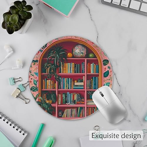 Miniatura 3 de Maximalist Disco Library - Alfombrilla para mouse de 7.9 x 7.9 pulgadas, para amantes de la lectura de libros, regalos bibliotecarios, color rosa,