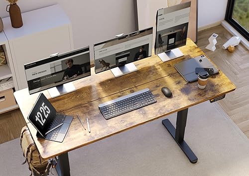 Miniatura 6 de Claiks Escritorio eléctrico de pie de altura ajustable, escritorio de pie de 55 x 24 pulgadas, escritorio de oficina en casa con tablero de empalme,