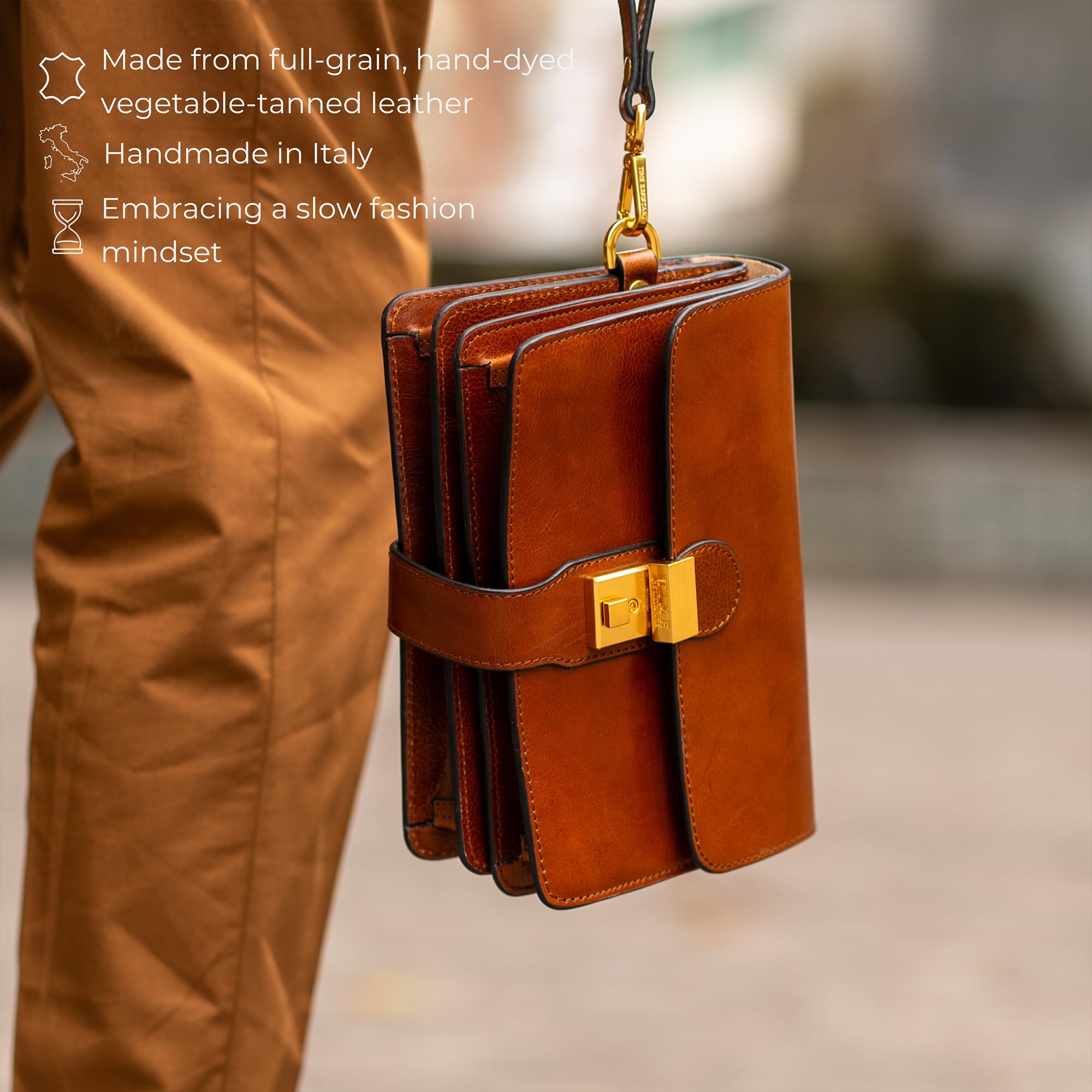Time Resistance Monedero de Cuero - Bolso de Muñeca Pequeño para Hombre - Bolso Italiano