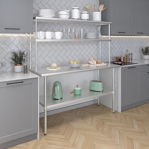 Vista 29 de AmGood Estante Doble Acero Inoxidable NSF - Muchos (30" Largo x 18" Profundo)