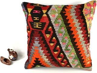 Kilim Cushion Cover, 45x45 cm, Ethnic Cushion, Bohemian Cushion, Turkish Cushion Cover, CoversHome Decor, Kitchen Decor, Floor Cushion, code A2863
