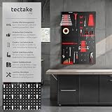 tectake® Panneau Mural Perforé Porte outils mural Lot de 4 Panneaux 160 x 2 x 60 cm 34 pcs Crochet & Supports, Extensible Système de rangement Outillage & visserie - 2