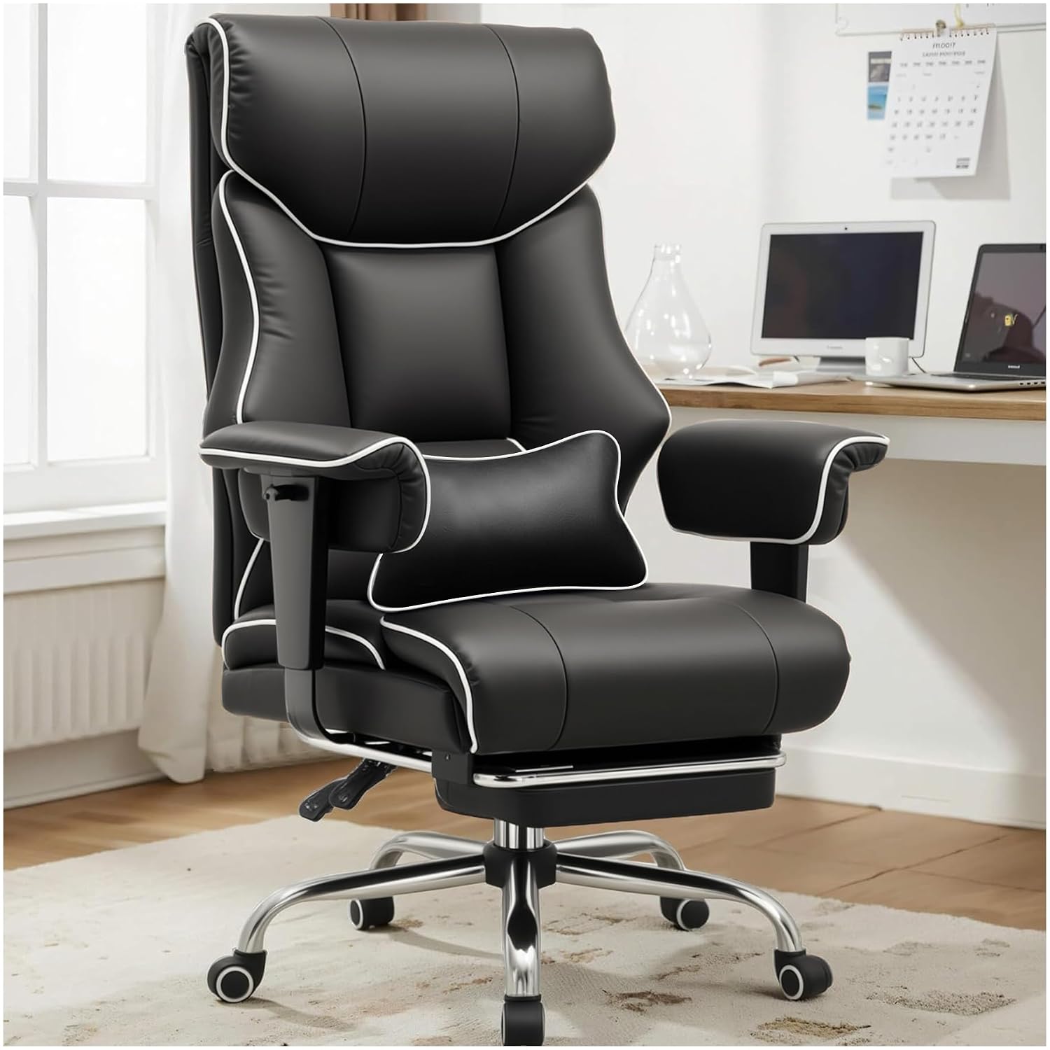 COMHOMA Big and Tall Office Chair 400lbs High Back Gaming Chair with Ergonomic Lumbar Support & Pocket Spring Cushion for ...