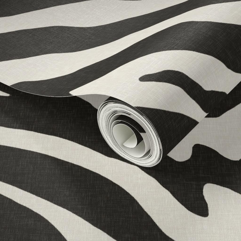 Peel & Stick Wallpaper 3ft x 2ft - Zebra Black Ivory Large Scale Animal Print Safari Zoo Custom Removable Wallpaper by Spoonflower