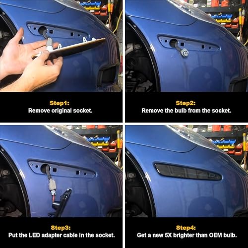 Miniatura 5 de Luces LED blancas laterales para Chevy Corvette C6 2005-2013 lente ahumada delantera trasera ahumada, lámparas blancas para parachoques de