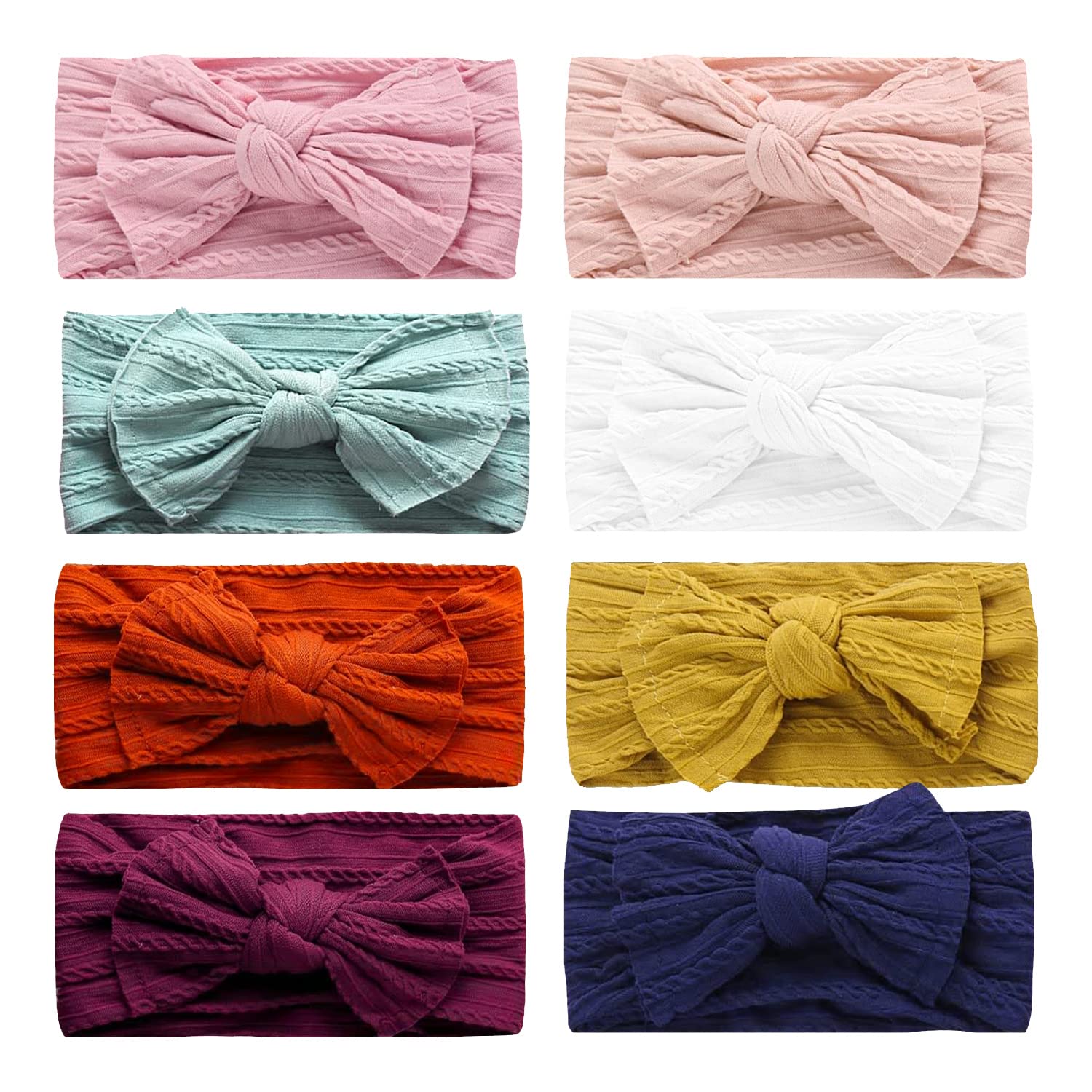 COUXILY bebé-niñas diademas de algodón suave arco anudada Hairband Headwrap Elastic Bow Turbante aros de pelo para niños bebés Set de regalo para niños