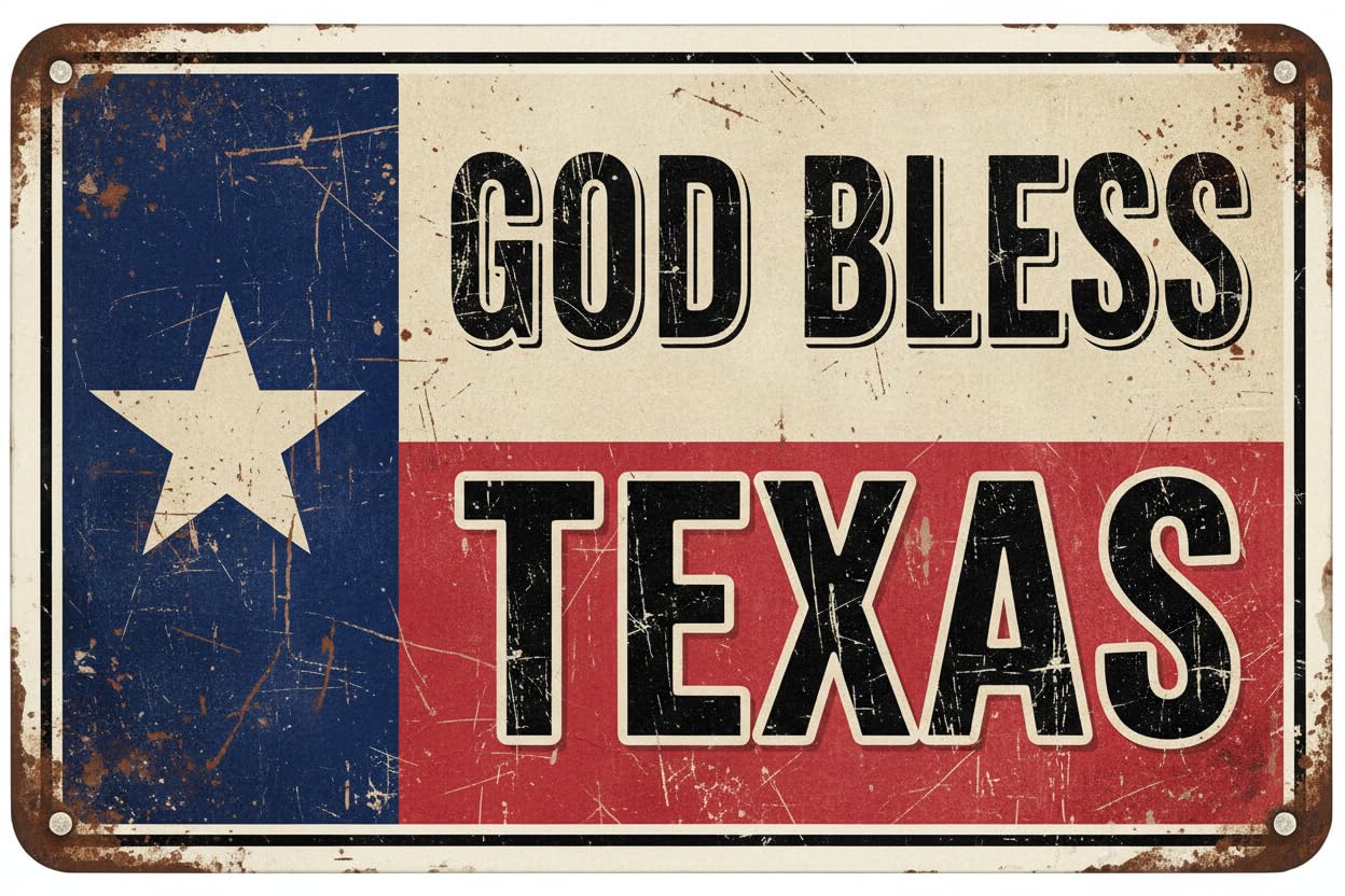 State Flag Metal Tin Sign Wall Decor Man Cave Bar Lone Star God Bless Texas Vintage Signs Aluminum Plates Printed