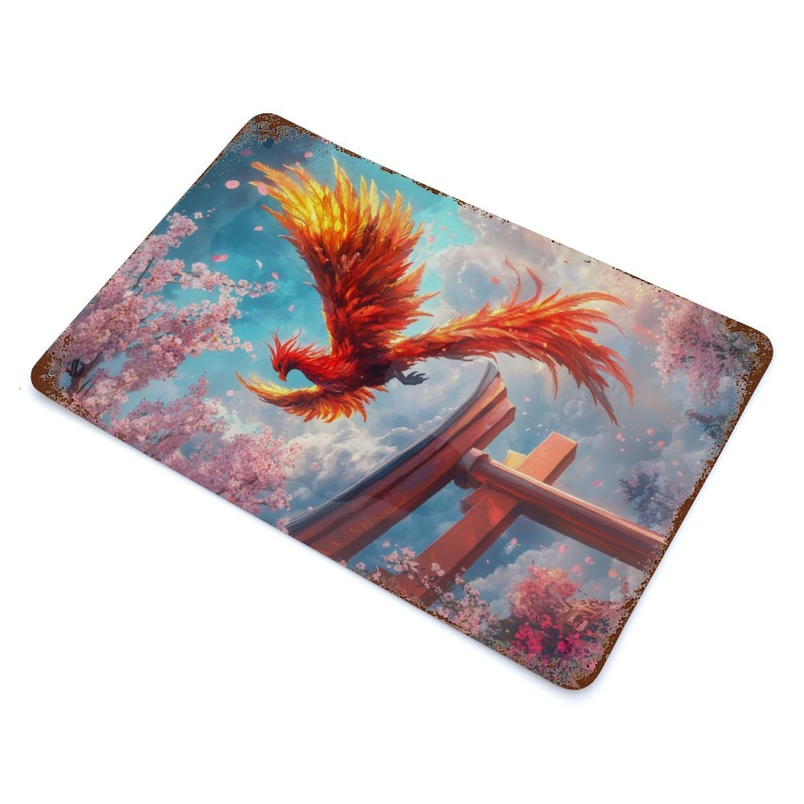 Phoenixs Torii Gate Retro Metal Sign 11.8"x7.9", Vintage Wall Decor for Garage, Pub Or Kitchen