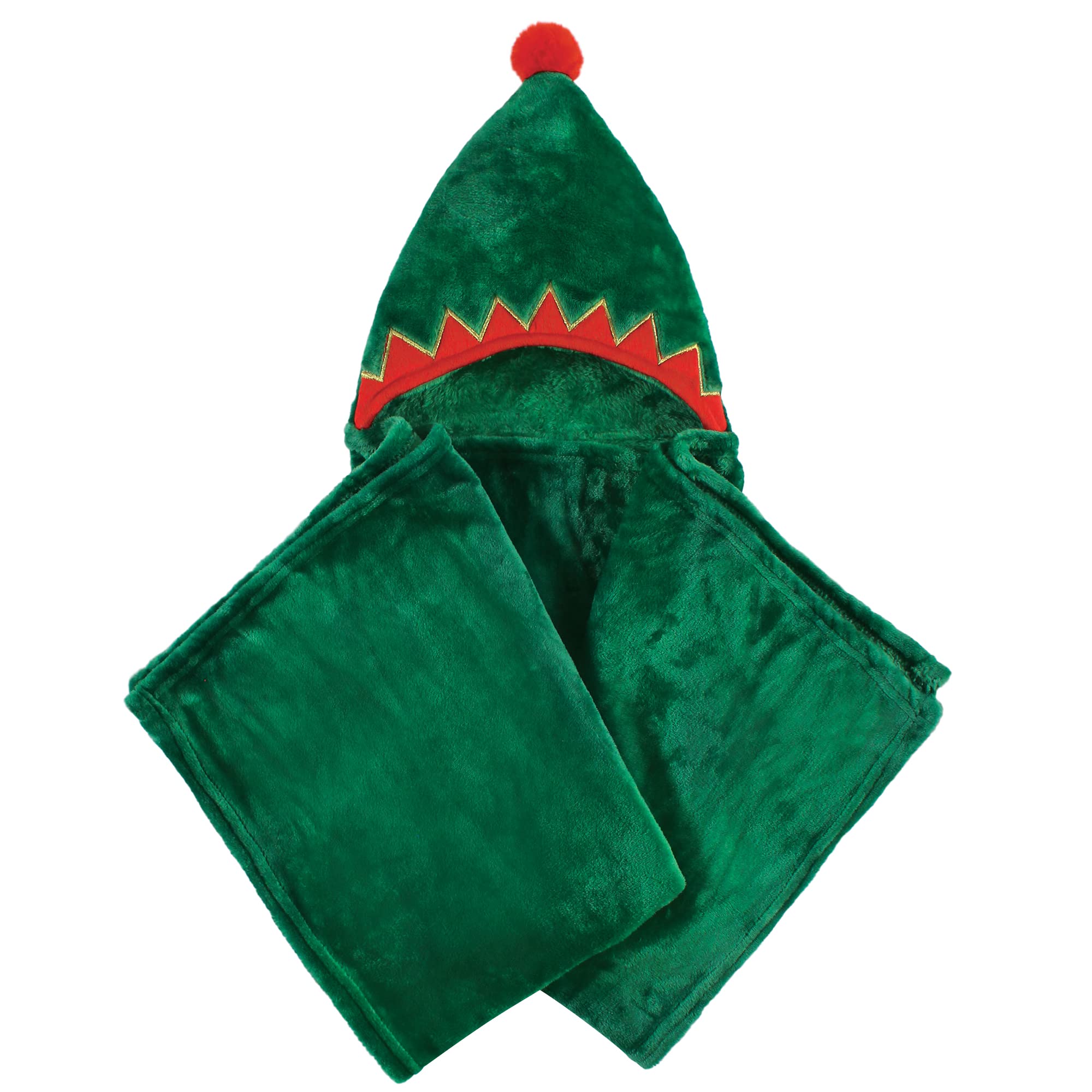 Hudson Baby Unisex Baby and Toddler Hooded Animal Face Plush Blanket, Elf, One Size