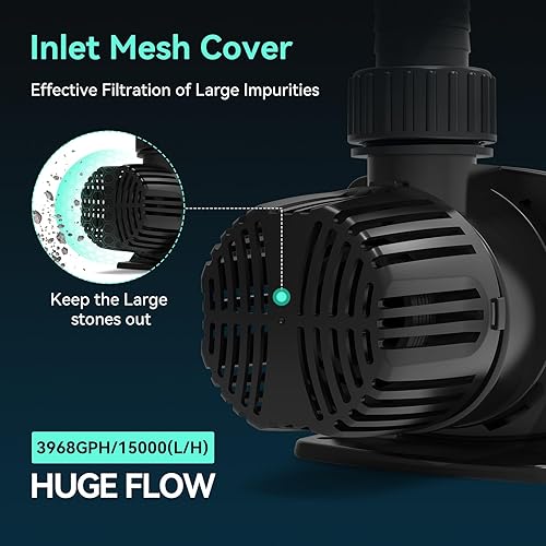 Miniatura 3 de Bomba de agua sumergible 3968 GPH, bomba de estanque de 110 W con 29.6 pies. Altura de elevación para piscina de estanque Koi, cascada, pecera,