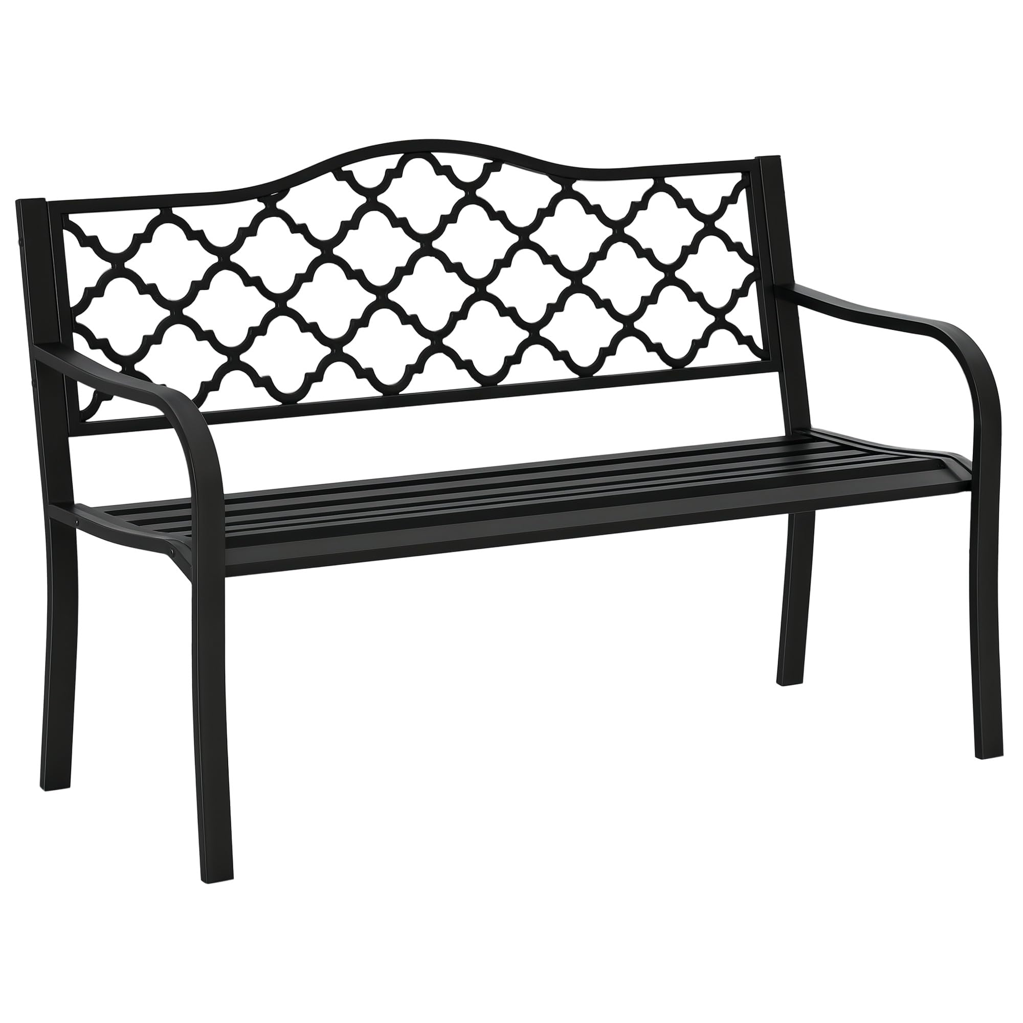 Outsunny Ławka 2-osobowa metalowa parkowa 128x58,5x89 cm czarna