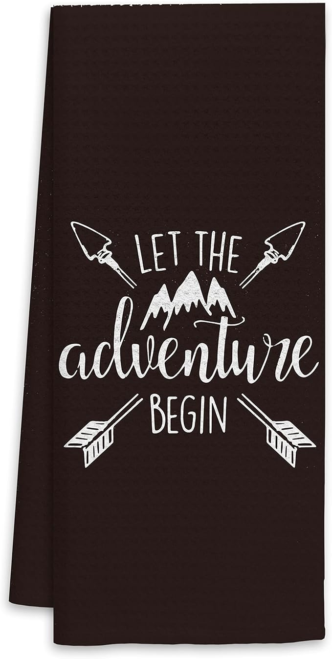 Let The Adventure Begin Camping Themed Kitchen Towels Dish