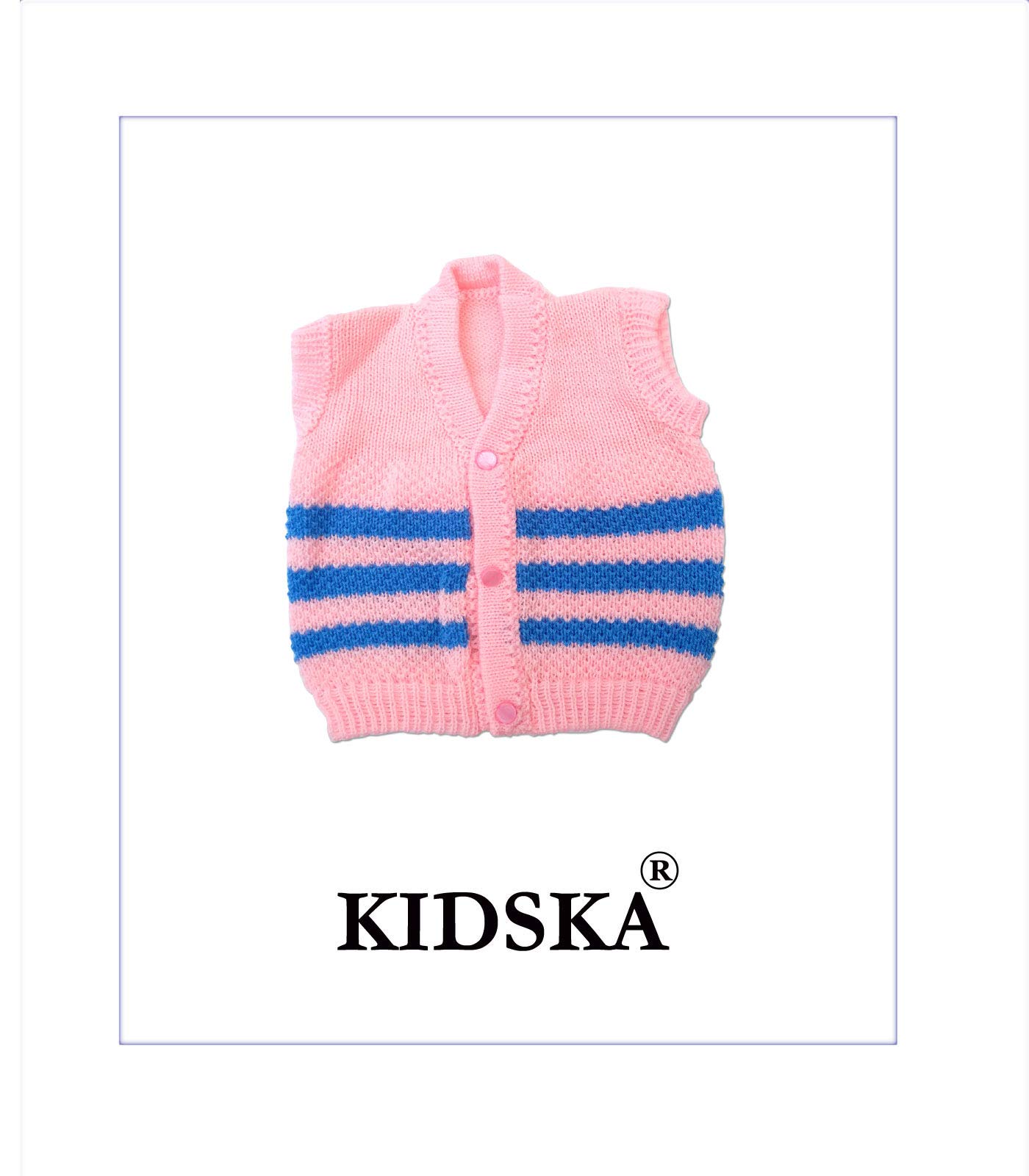 KIDSKA Baby Woolen Knitted Sleeveless Vest/Newborn Baby Woolen Sweater/Winter Wear for Baby (Multicolor, 0 to 3 Months) - Pack of 1 - Image 6 thumbnail