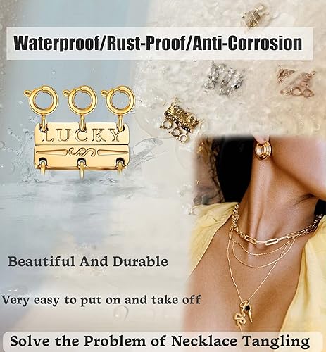 Miniatura 6 de Dailyacc Lucky Necklace Layering Clasp 18K Gold and Silver Multiple Necklace Clasps for Layered Look Separator