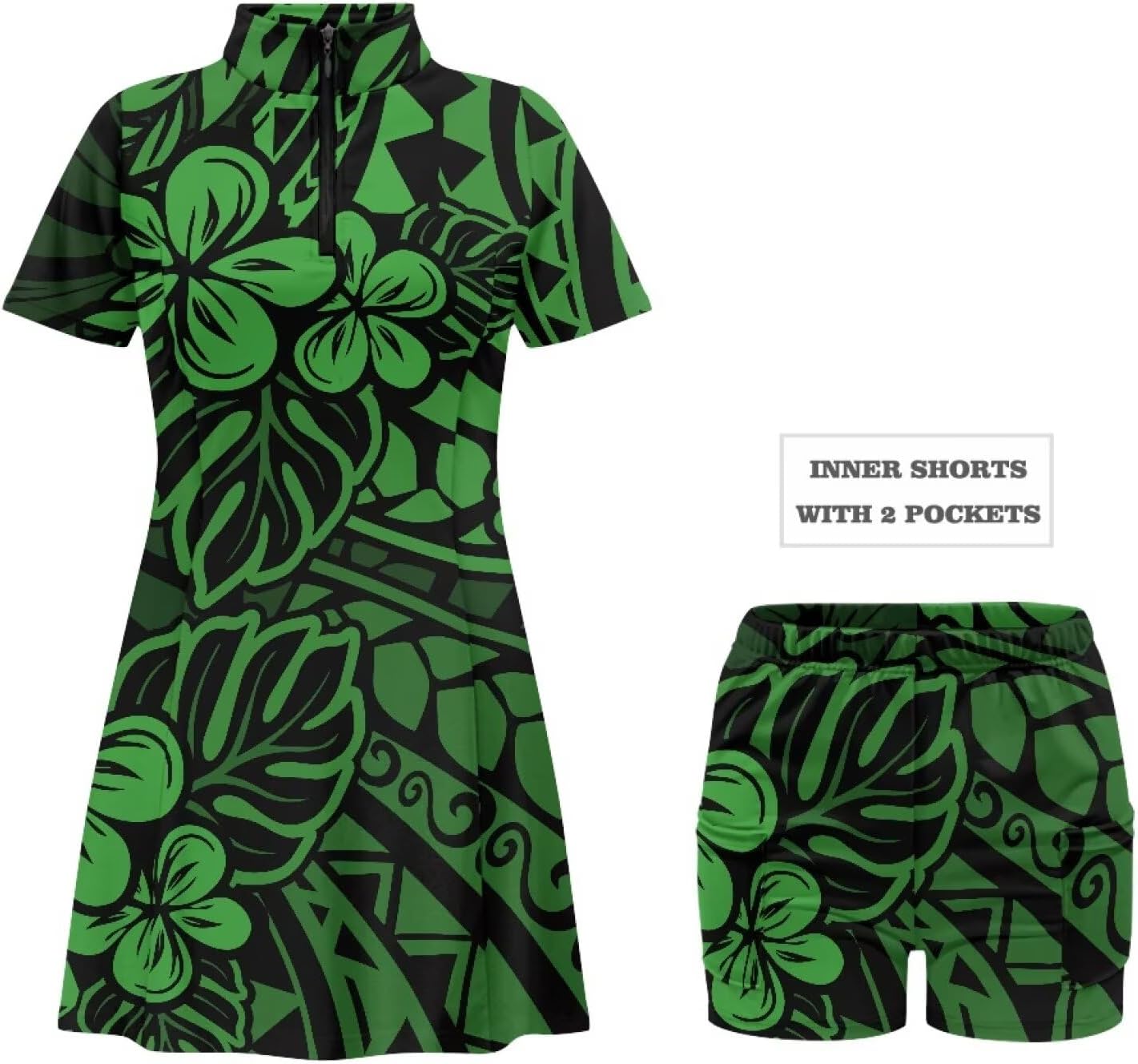 YEXIATODO Short Sleeve Tennis Dresses for Women with Shorts Zipper Collar Golf Dress Athletic Dress for Gym Size XS-2XL