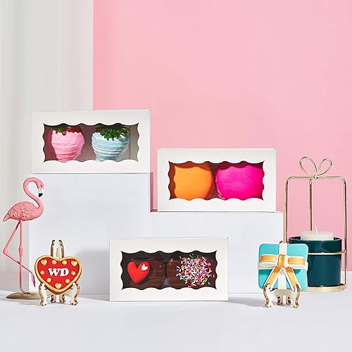 Miniatura 5 de 12 cajas de macarrón blanco de alta calidad de 4.17 x 2.16 x 1.37 pulgadas para 2, contenedores de macarrón, embalaje de macarrón para bodas,