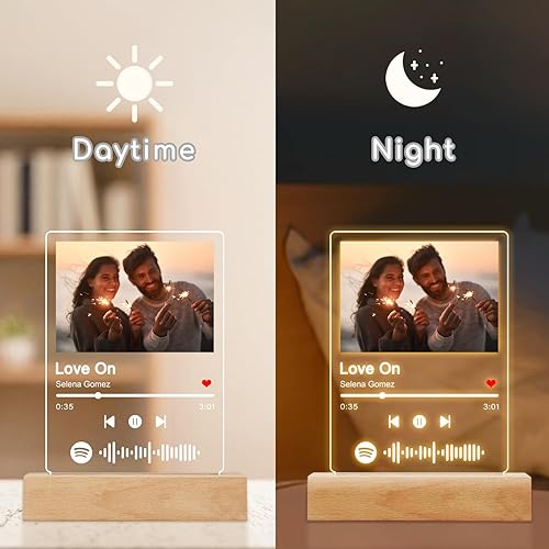 Miniatura 3 de Marco personalizado de Spotify con imagen, regalos de cumpleaños personalizados de San Valentín para él y ella, placa de fotos personalizada con luz