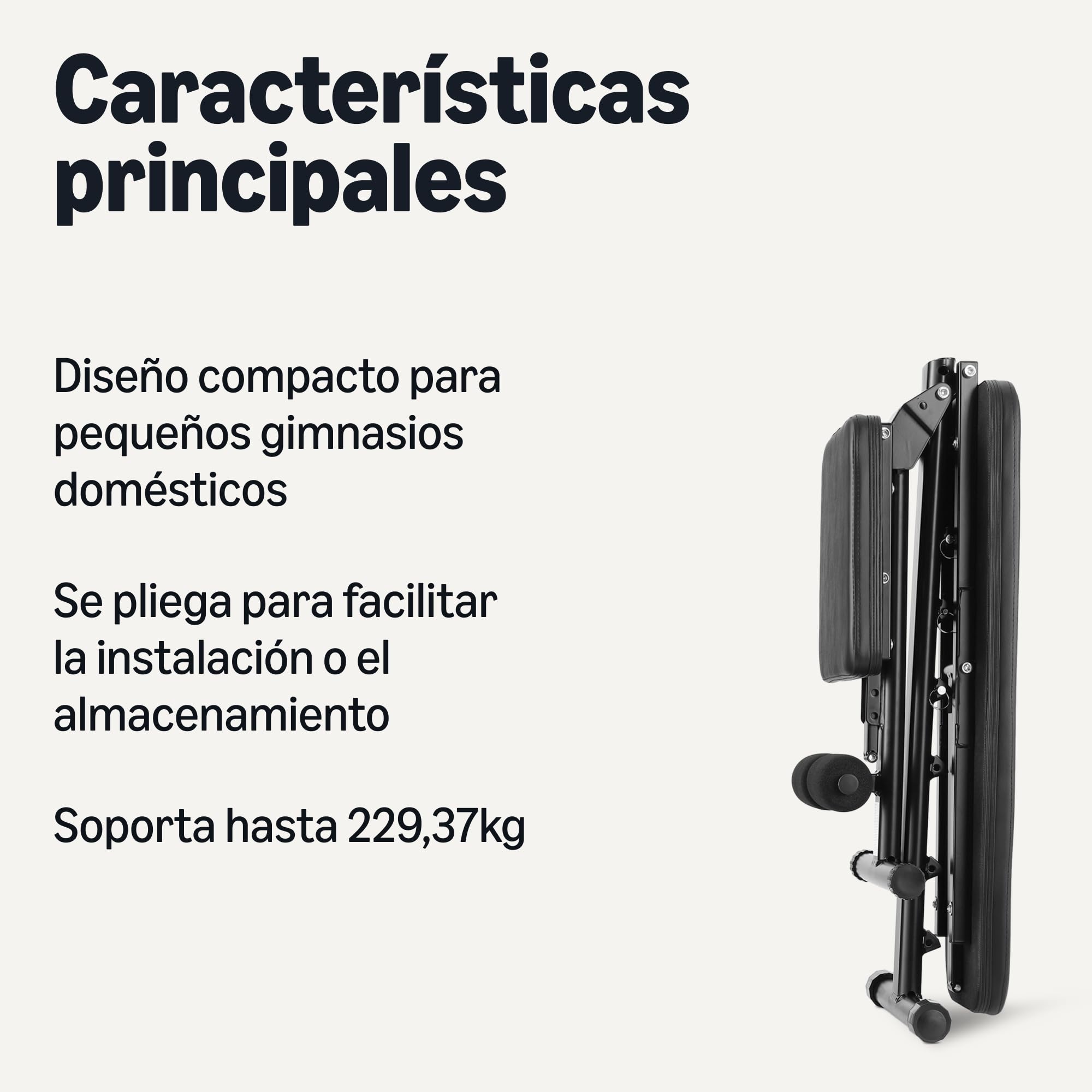 Amazon Basics - Prensa de banco de pesas ajustable para entrenamiento, plegable, para gimnasio en casa, Negro, 135 x 38 x 116 cm