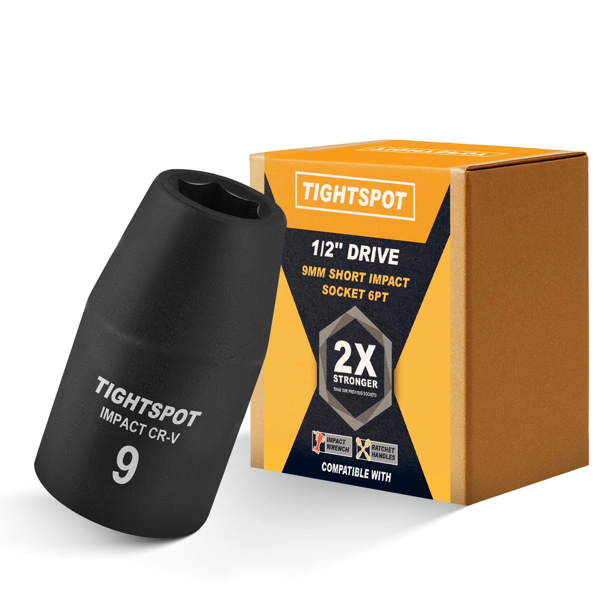TIGHTSPOT 1/2" Drive 9mm Shallow Impact Socket, 6-Pt, CRV Steel โ image 1