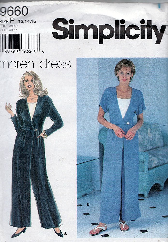Combinaison pour femme Simplicity patron de couture tailles 40 42 44